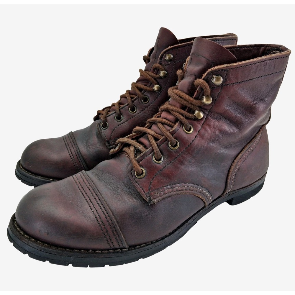 Red Wing Shoes Boots Mens Size 9 D Brown Leather Cap Toe Combat Ankle Work USA